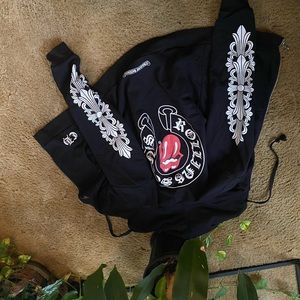 Chrome hearts hoodie very detailed colorful tongue.